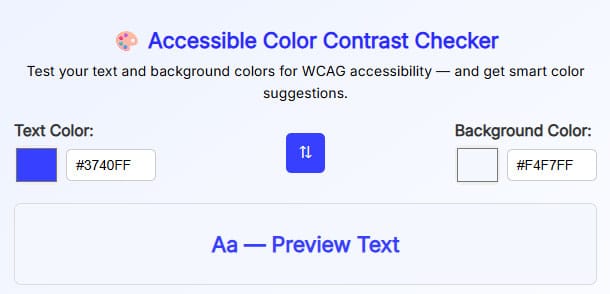 Check Color Contrast Online tool screenshot