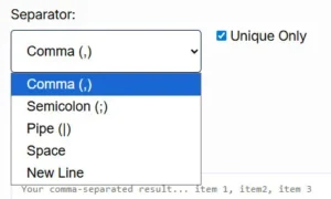 Comma Separator Tool – Add Commas Online in free 2 List of delimiter options available in the tool